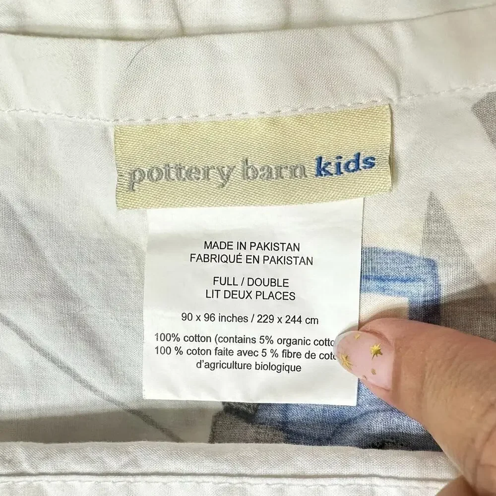 Pottery Barn Kids Busy Builder Construction Organic Cotton Flat Sheet Full